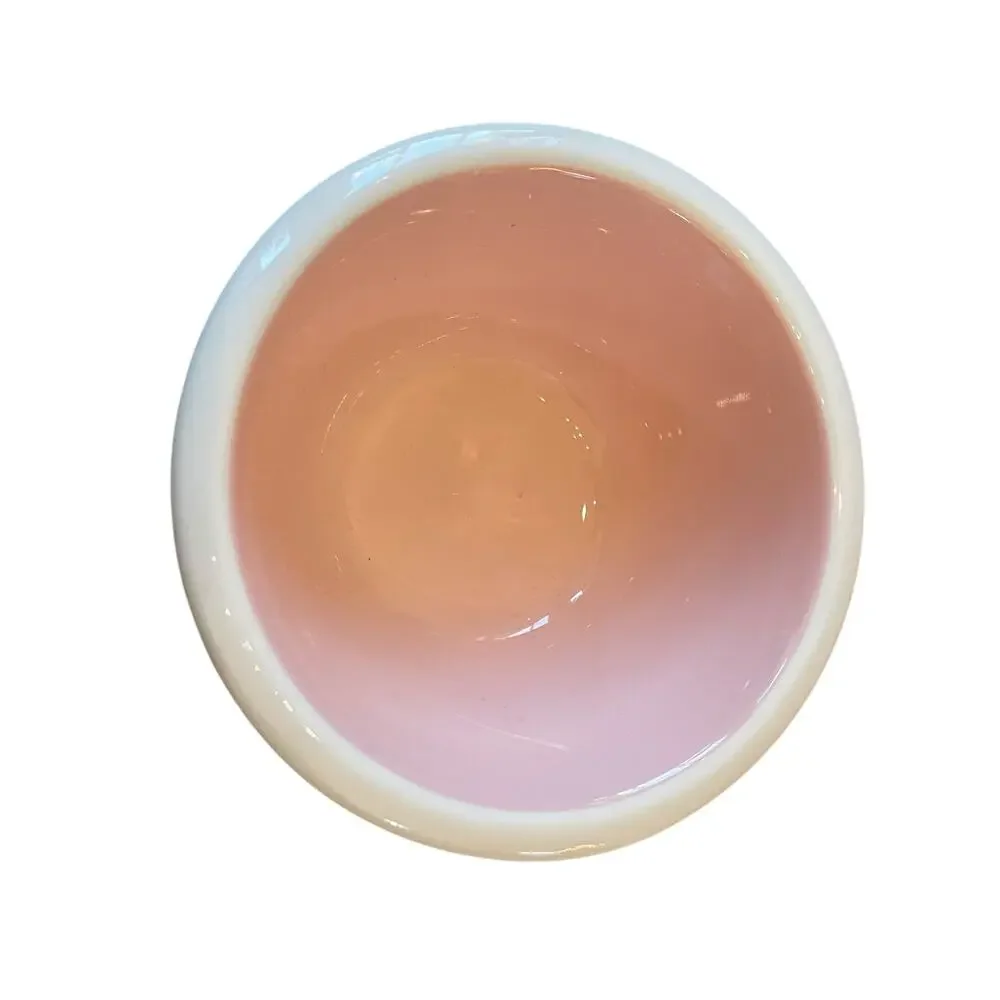TERRAMOTO CERAMIC Pink & White Bunny Tidbit Bowls Set of 2 Easter Decor New